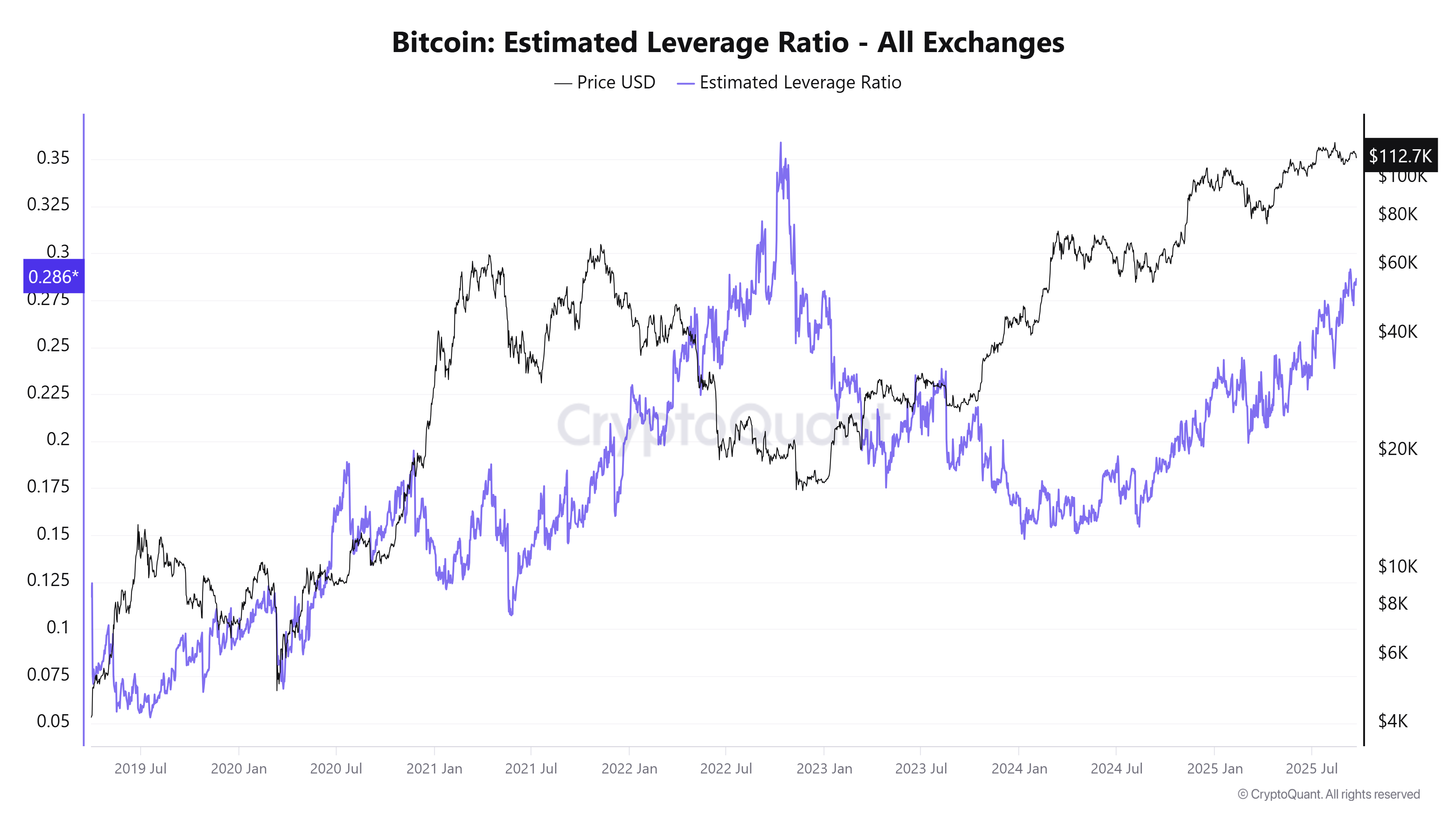 Bitcoin Estimated Leverage Ratio chart. Source: CryptoQuant